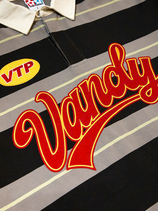 L/S Polo Vandy The Pink Stripe Rugby Black